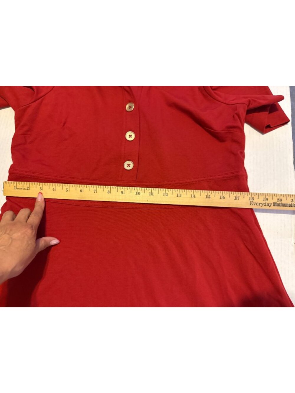 Boden Nicolette Ponte Red Shirt Minimalist Zip Dress With Gold-Tone Buttons 12 - Picture 14 of 16